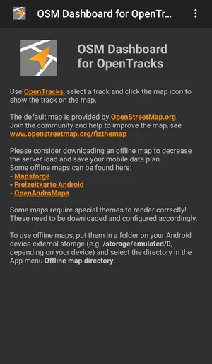 OSM仪表盘用于OpenTracks